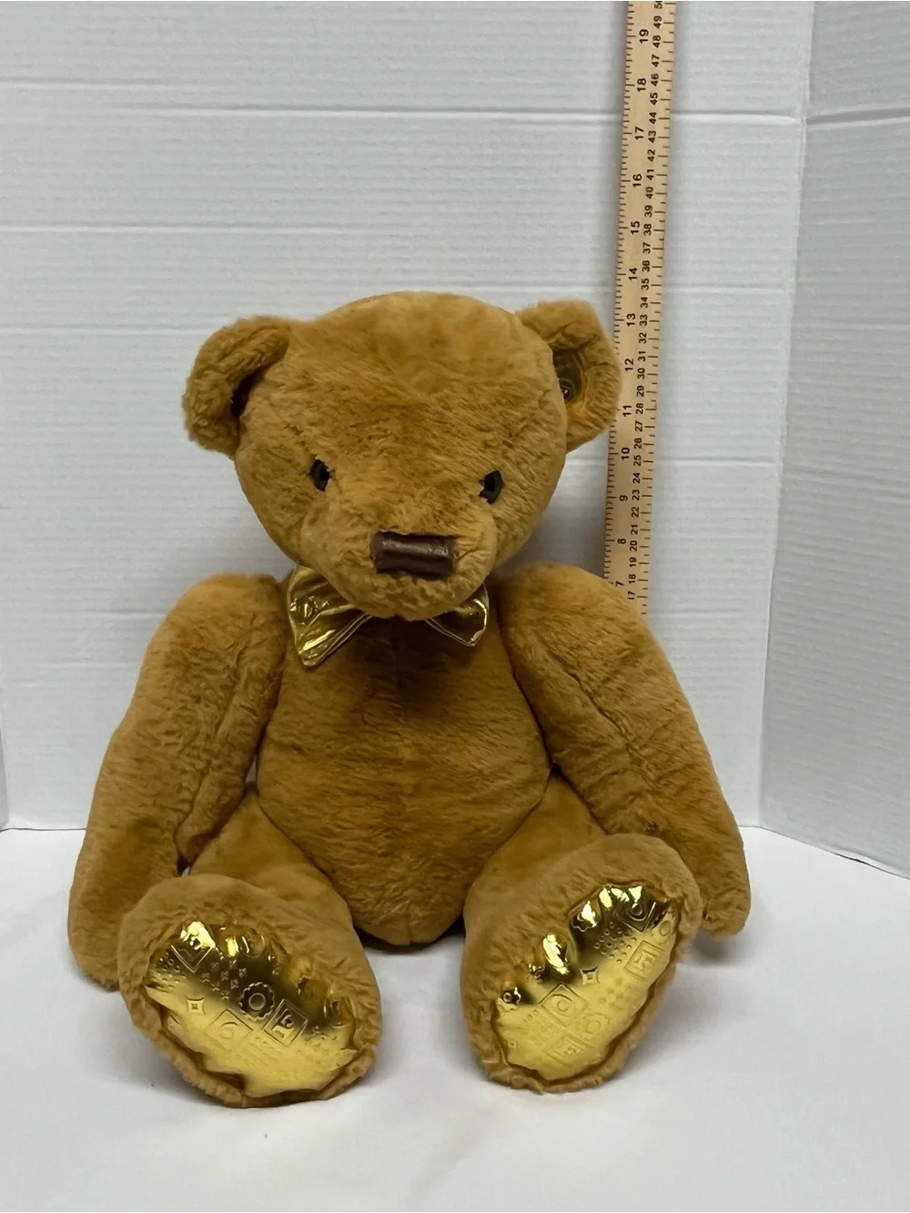 Gold-Paw Brown Plush Teddy Bear - Luxurious Kids Stuffed Animal
